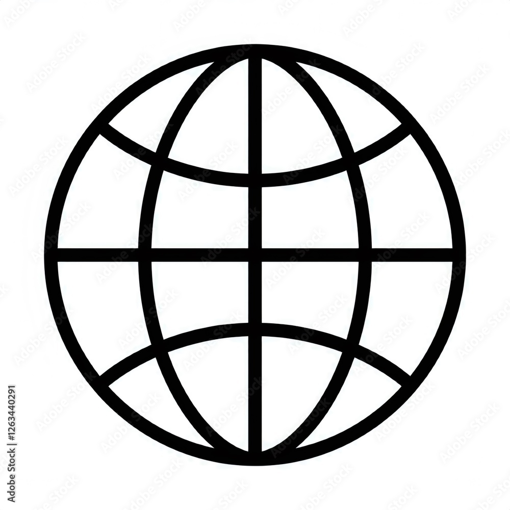 Poster global map rendering displaying geographical grid coordinates