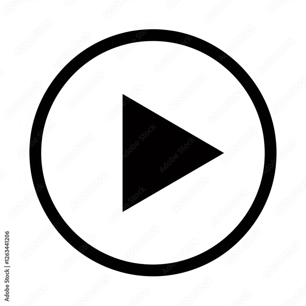 Poster play symbol enclosed in a circle, representing the universal start command for multimedia content