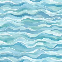 Obraz premium A calming ocean wave illustration featuring layers of soft blues and seafoam greens. The design captures the peaceful ebb and flow of water, making it ideal for relaxing environments and coastal