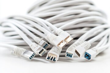Multiple white cables linked together