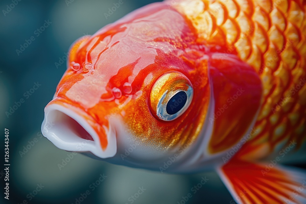 Poster a close up image of a fish's face with a blurred background, ideal for use in educational or scienti