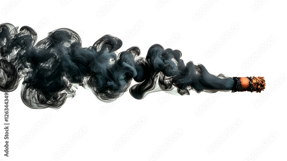 Poster cigarette smoke emanating from a burning cigarette in a studio setting artistic smoke patterns isola