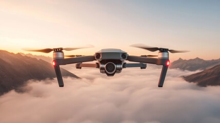 Aerial Hover Above Cloudy Peaks