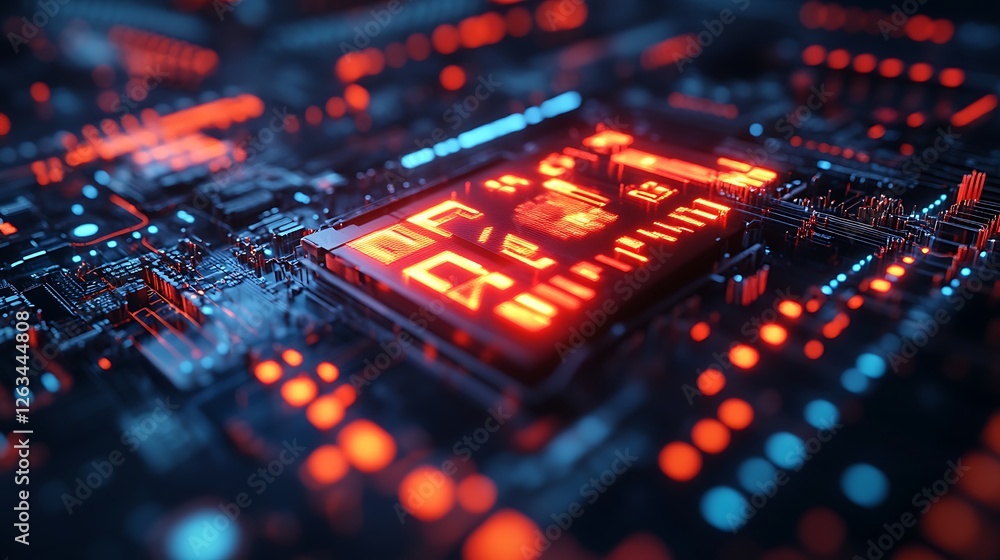 Aufkleber close-up of a glowing computer processor with intricate circuitry.