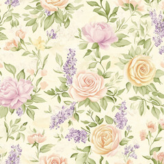 A romantic floral illustration with soft watercolor roses, peonies, and lavender in hues of pink, blush, and pale yellow. The delicate design creates a dreamy, love-filled atmosphere, perfect for