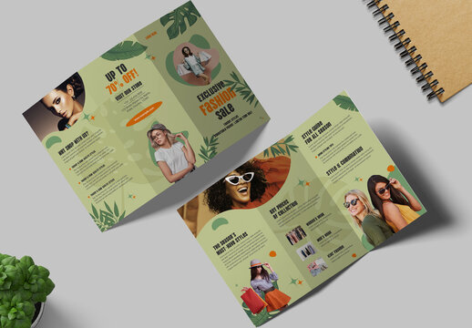 Exclusive Fashion Sales Trifold Brochure With Floral Design