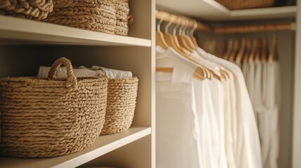 Closet Organized With Clothing