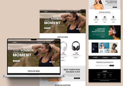 Landing Page Layout For E Commerce And Technology Product