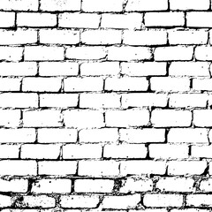 Seamless pattern of a white brick wall with black outlines, creating a vintage and rustic texture suitable for backgrounds, designs, and architectural themes