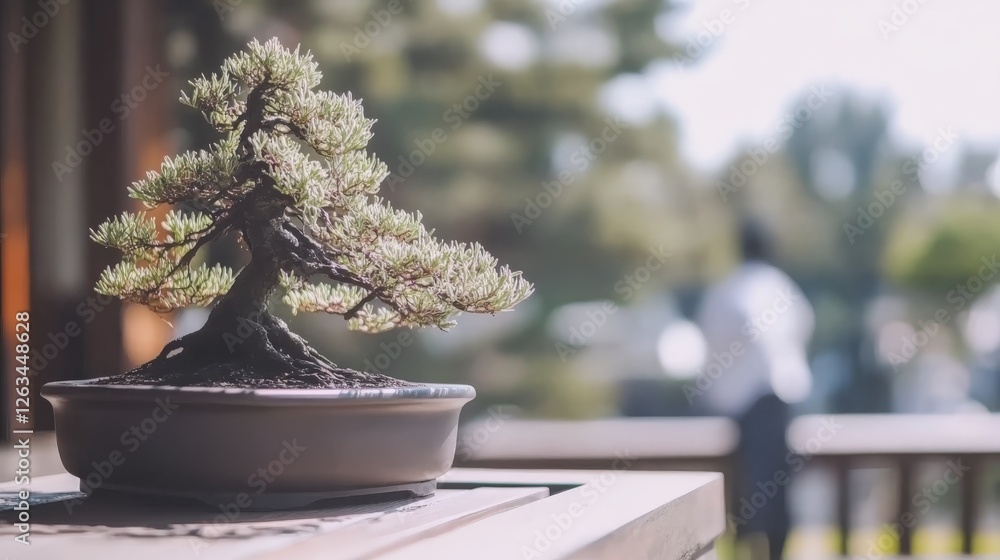 Poster elegant bonsai tree showcasing fibonacci growth pattern with delicate branches and leaves in natural