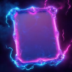 Glowing neon frame with electric energy effects in vibrant pink and blue tones, creating a futuristic and cyberpunk-inspired design