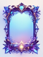 Ornate glowing fantasy frame with intricate floral and gemstone details, creating an elegant and mystical decorative design