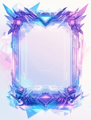 Futuristic glowing cyber frame with intricate geometric details, creating a high-tech and sci-fi digital design concept