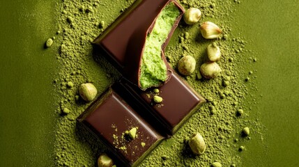A luxurious handcrafted dark chocolate bar with a smooth texture, filled with sweet praline.
