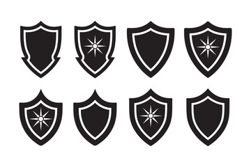 Shield Icons logo Set Silhouette vector image art illustration on white background.