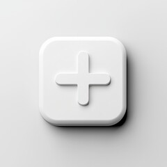Fototapeta premium Minimalist 3D white plus icon symbol on a clean background.