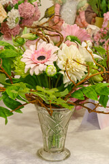 Original flowers made of polymer clay. The most realistic display. Soft focus. Close-up.