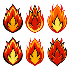 fire color flames  vector set