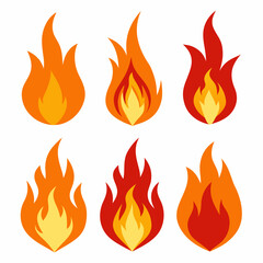 fire color flames  vector set