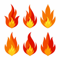 fire color flames  vector set