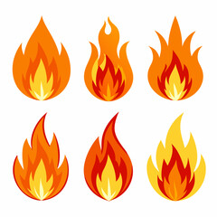 fire color flames  vector set