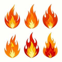 fire color flames  vector set
