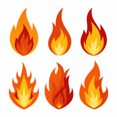fire color flames  vector set