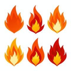 fire color flames  vector set