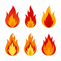 fire color flames  vector set