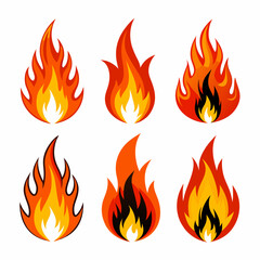 fire color flames  vector set