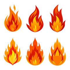 fire color flames  vector set