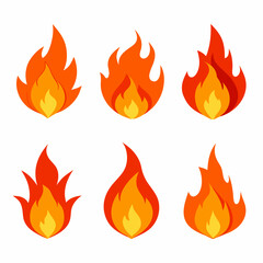 fire color flames  vector set