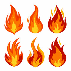 fire color flames  vector set