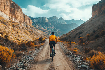 Obraz premium Generative AI image of a traveler exploring a scenic mountain ridge, symbolizing travel and active lifestyle