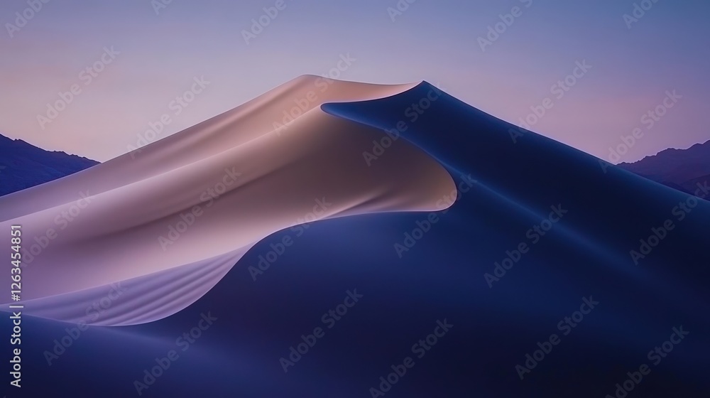 Poster swirling desert sands forming fibonacci spirals at dusk with stunning color gradients and patterns