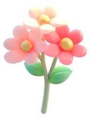 PNG 3d flower bouquet flowers illustration pastel.