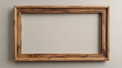 Fototapeta premium Horizontal Wooden Frame Mockup on Minimalist Wall Display