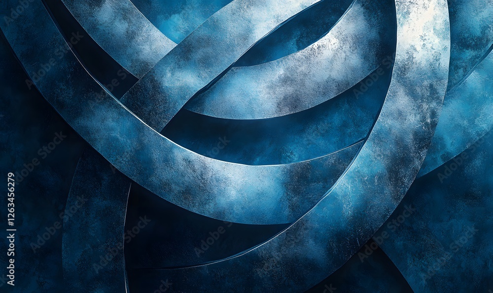 Poster abstract blue curved metallic texture background with subtle light and shadows