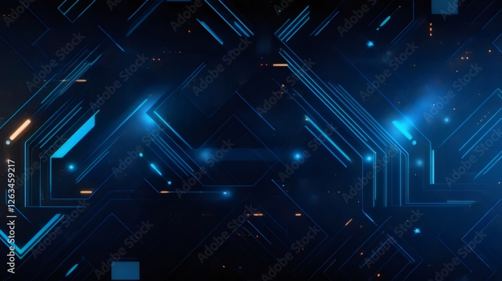 Aufkleber abstract digital technology background with glowing blue lines and circuits.