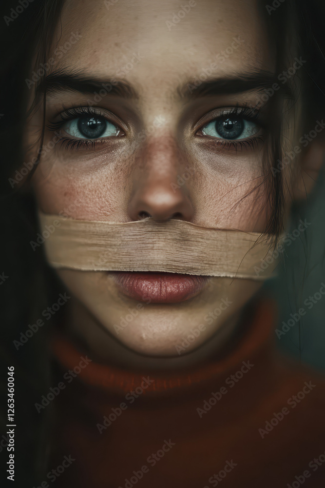 Poster a captivating portrait of vulnerability: exploring the depths of emotion and silence in human expres