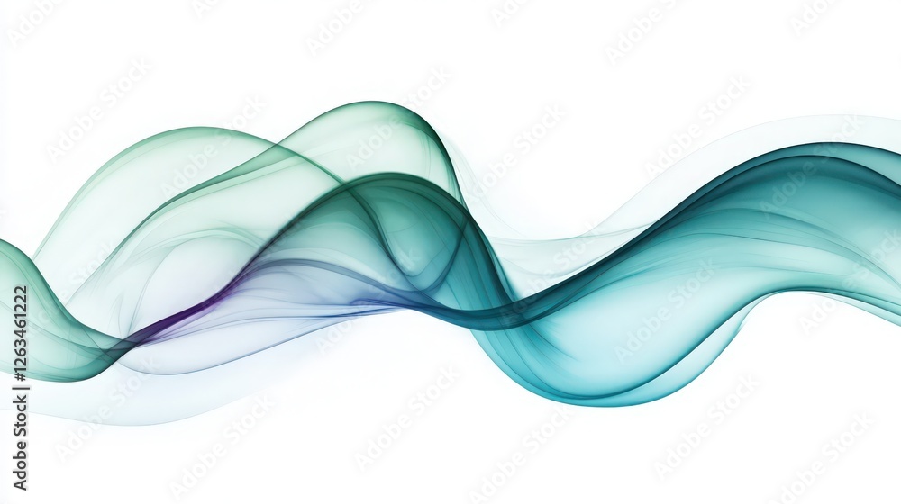 Poster elegant abstract wave design with smooth gradient in teal and green