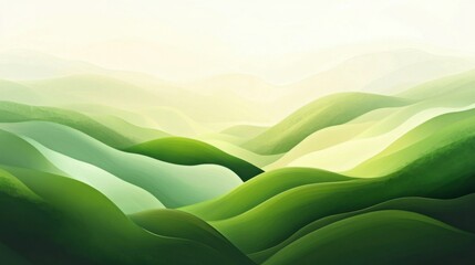 Obraz premium Abstract Green Landscape Wallpaper: A modern background featuring organic green textures and dynamic natural patterns for creative projects.