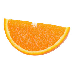 A fresh orange slice showcasing vibrant juicy segments against a crisp white background, highlighting its natural texture and bright color.
