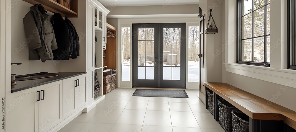 Aufkleber a stylish and functional mudroom with built-in storage, organized layout, and practical design