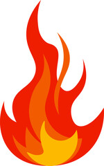 Red and orange cartoon fire flames are burning brightly, creating a fireball and hot bonfire, suitable for representing concepts related to heat, wildfire, and campfire