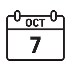 7 october date icon Thin line illustration