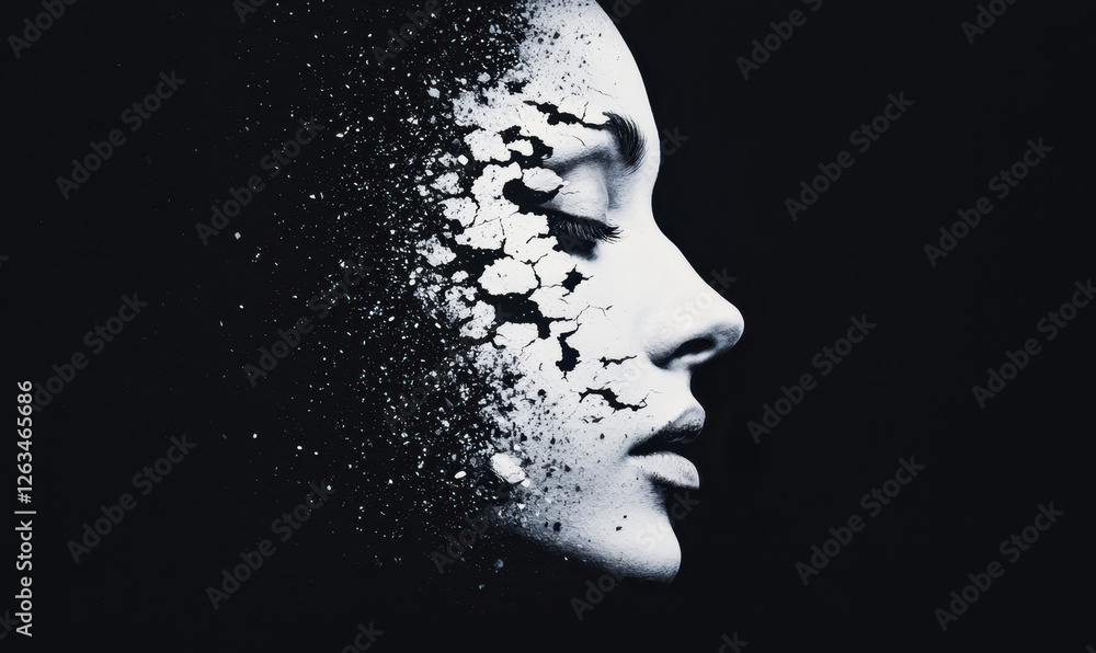 Aufkleber exploring the fragmented self: a profound look into identity and emotion through artistic expression