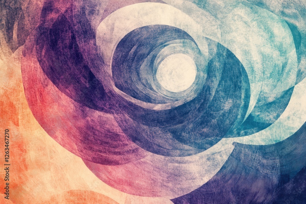 Poster abstract circles overlap creating a tunnel or flower shape