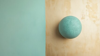 Deep Teal Orb on Golden Canvas with Mint Accent
