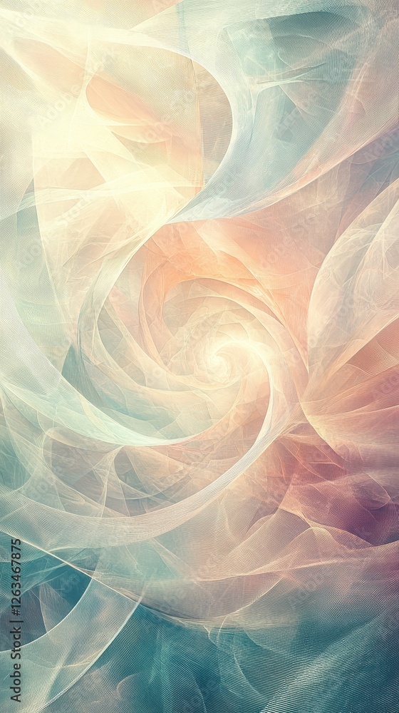 Poster abstract swirling patterns with ethereal textures and soft colors